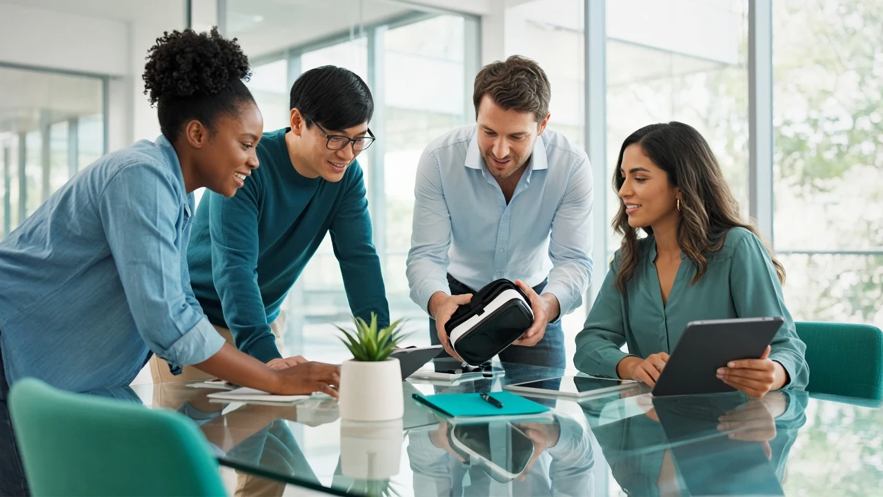 Team discussing an AR VR development project idea