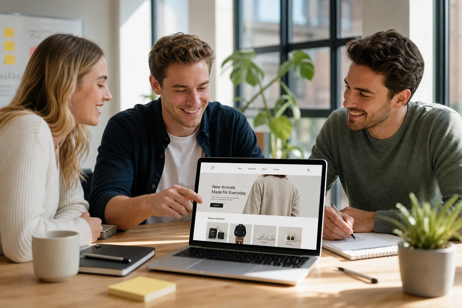 US team discussing an ecommerce store project idea