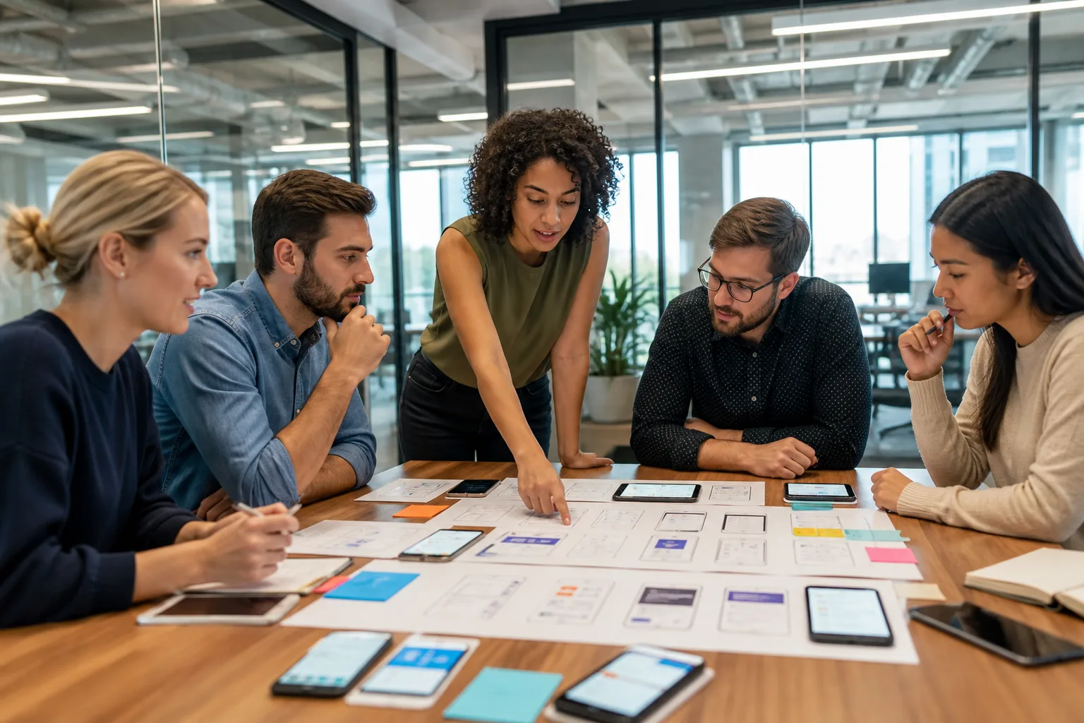US team discussing a hybrid mobile app project
