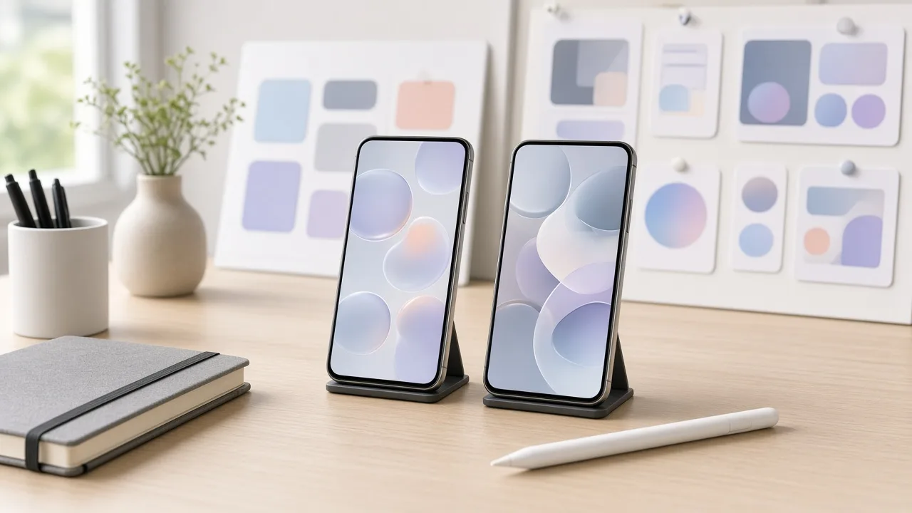 Designers preparing mobile app interfaces for development