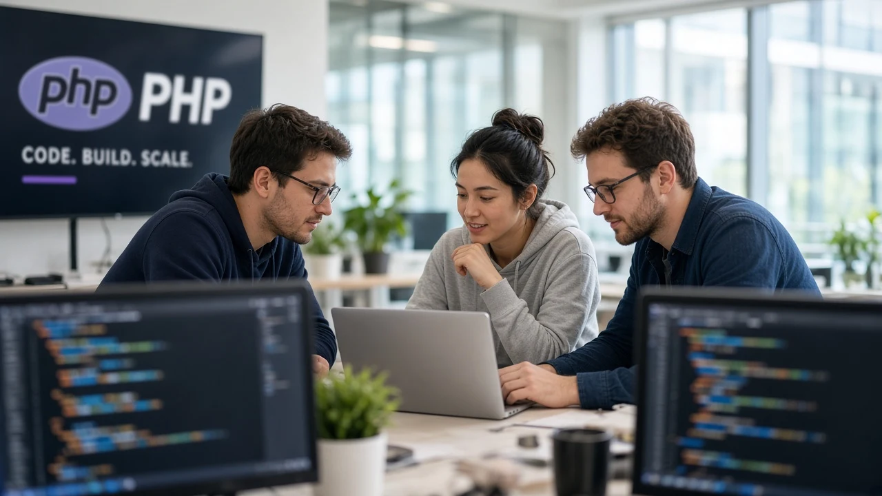 Team discussing PHP development requirements