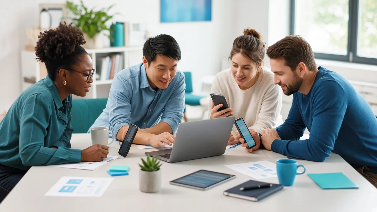 Team discussing a React Native app development project