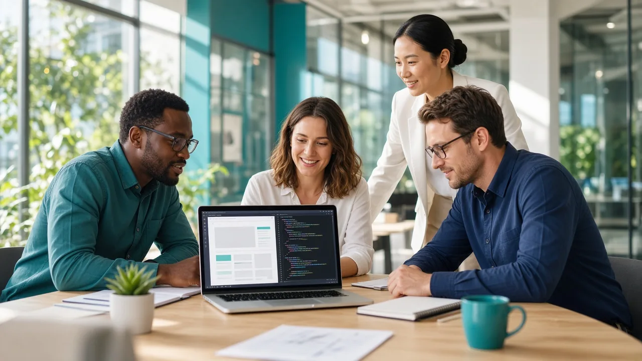 USA business team discussing web developer hiring requirements