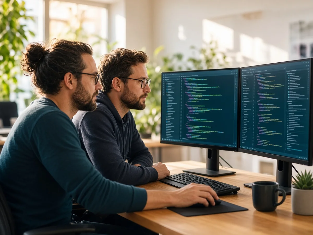 Experienced software developers collaborating on product delivery