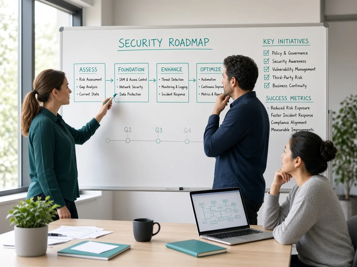 Cybersecurity planning session with security specialists