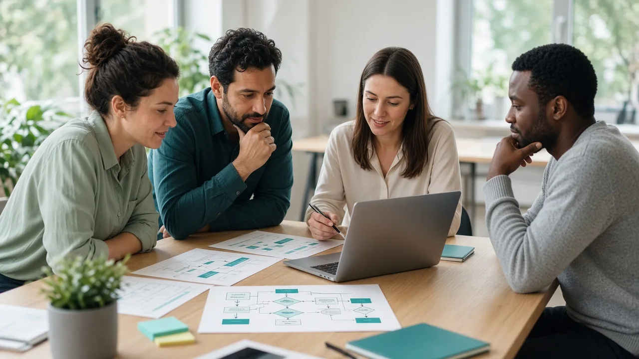 Enterprise software development planning session with specialists