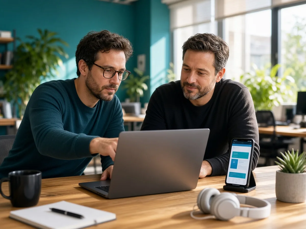 Experienced iOS developers collaborating on product delivery