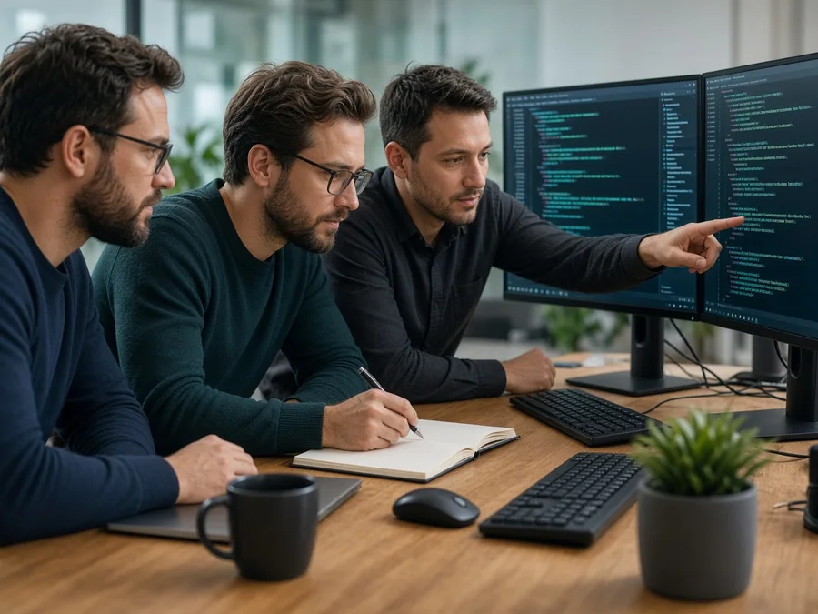 Experienced Laravel developers collaborating on applications