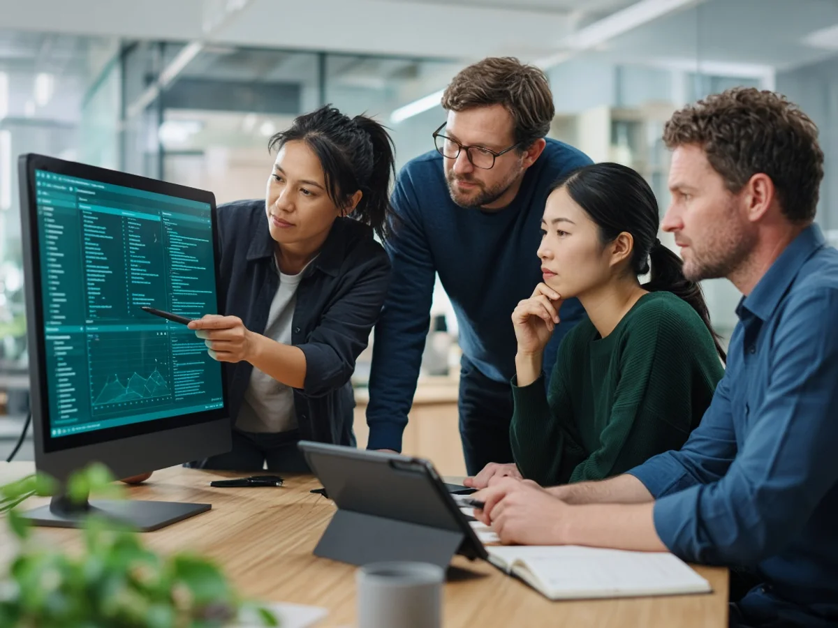 Experienced app maintenance team collaborating on mobile support