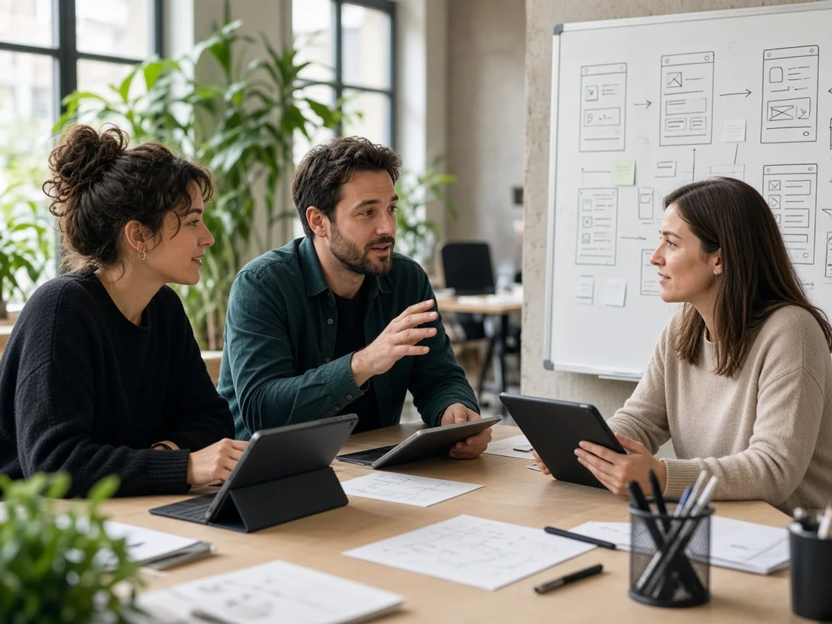 Mobile app planning session with development specialists