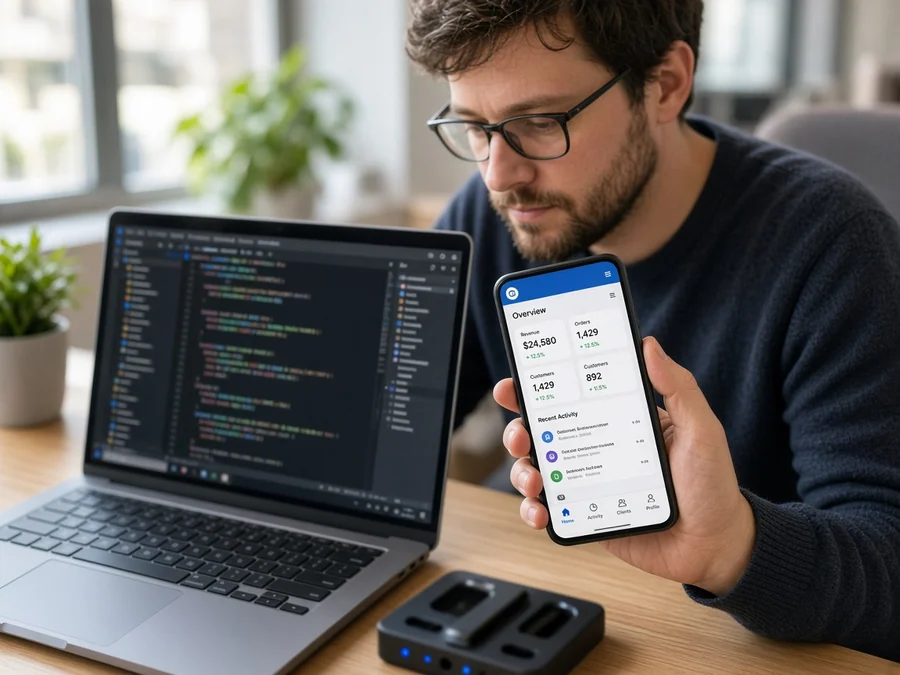 Android developer building native mobile applications on a Pixel phone