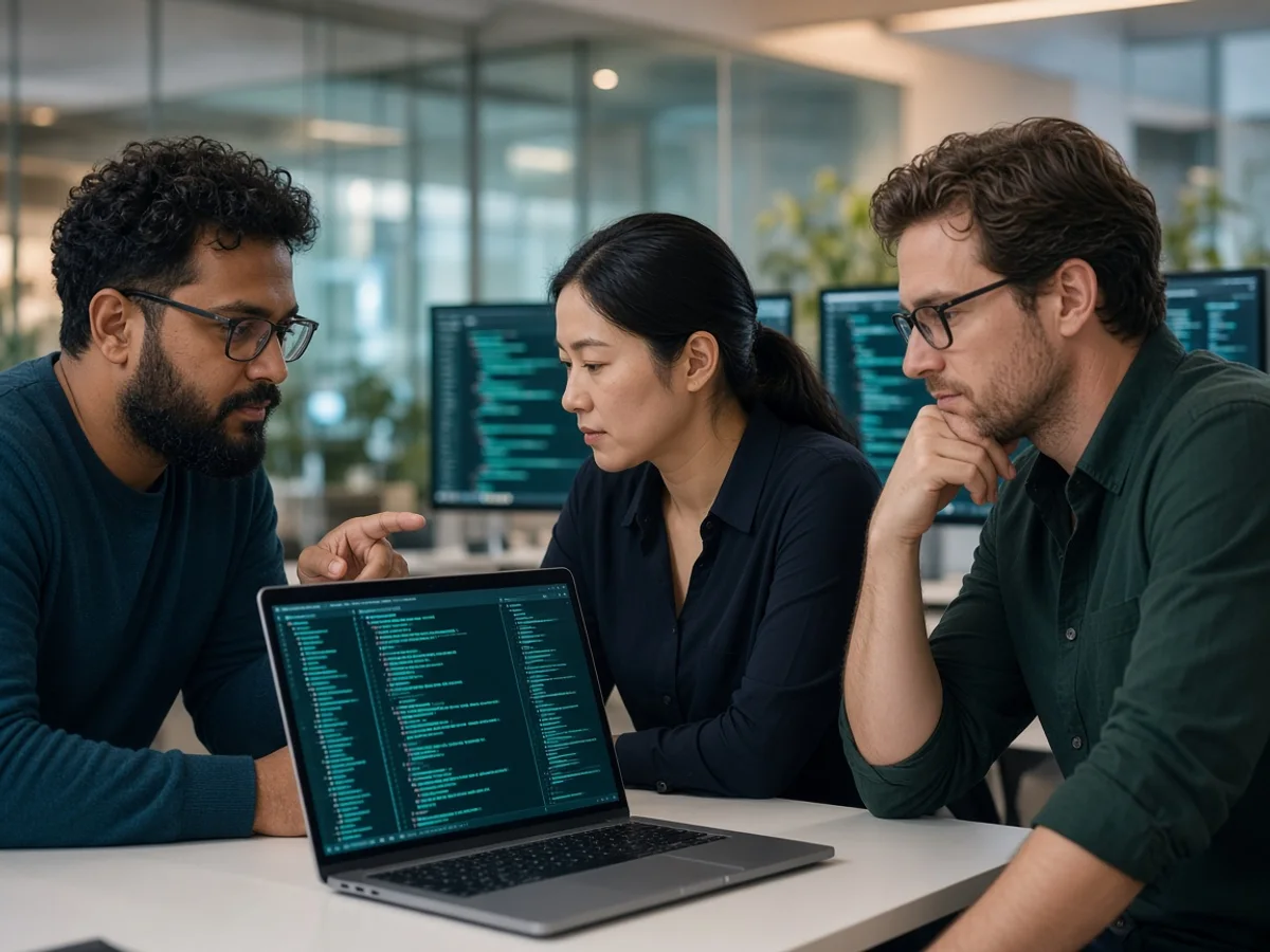 Experienced Node JS developers collaborating on backend applications