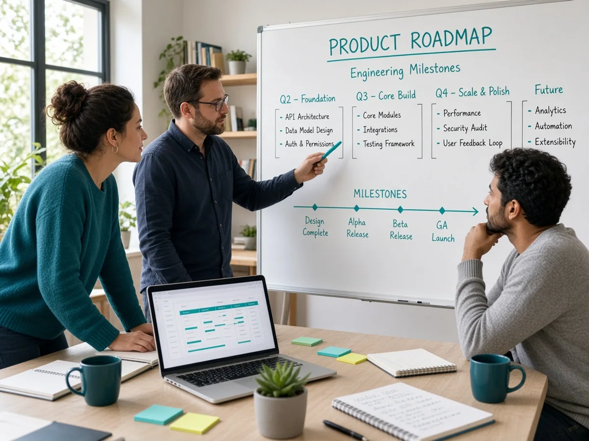 Product engineering planning session with specialists