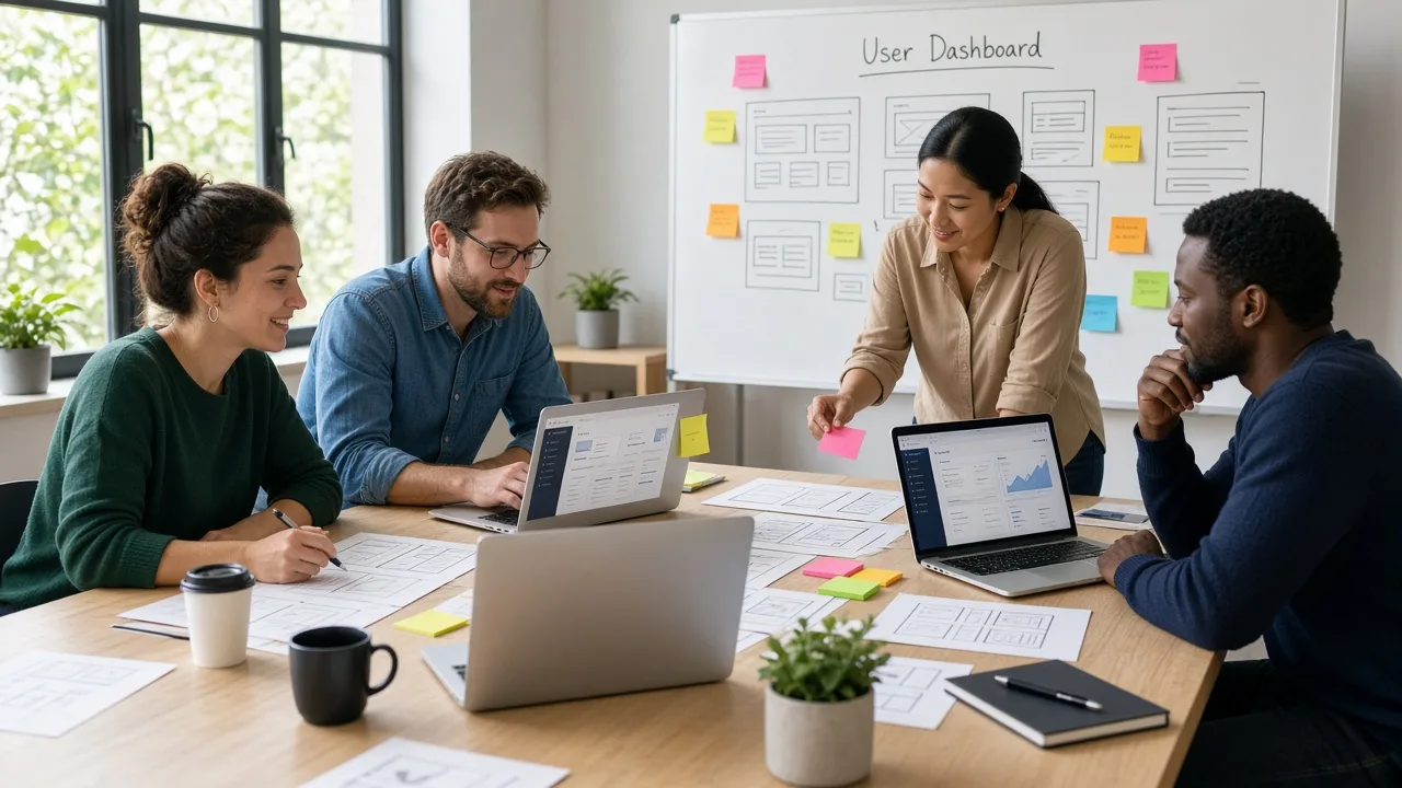 SaaS development planning session with specialists