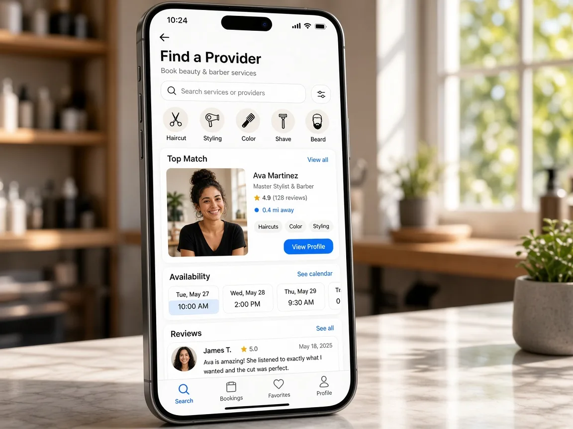 Booksy Inspired App appointment booking app preview