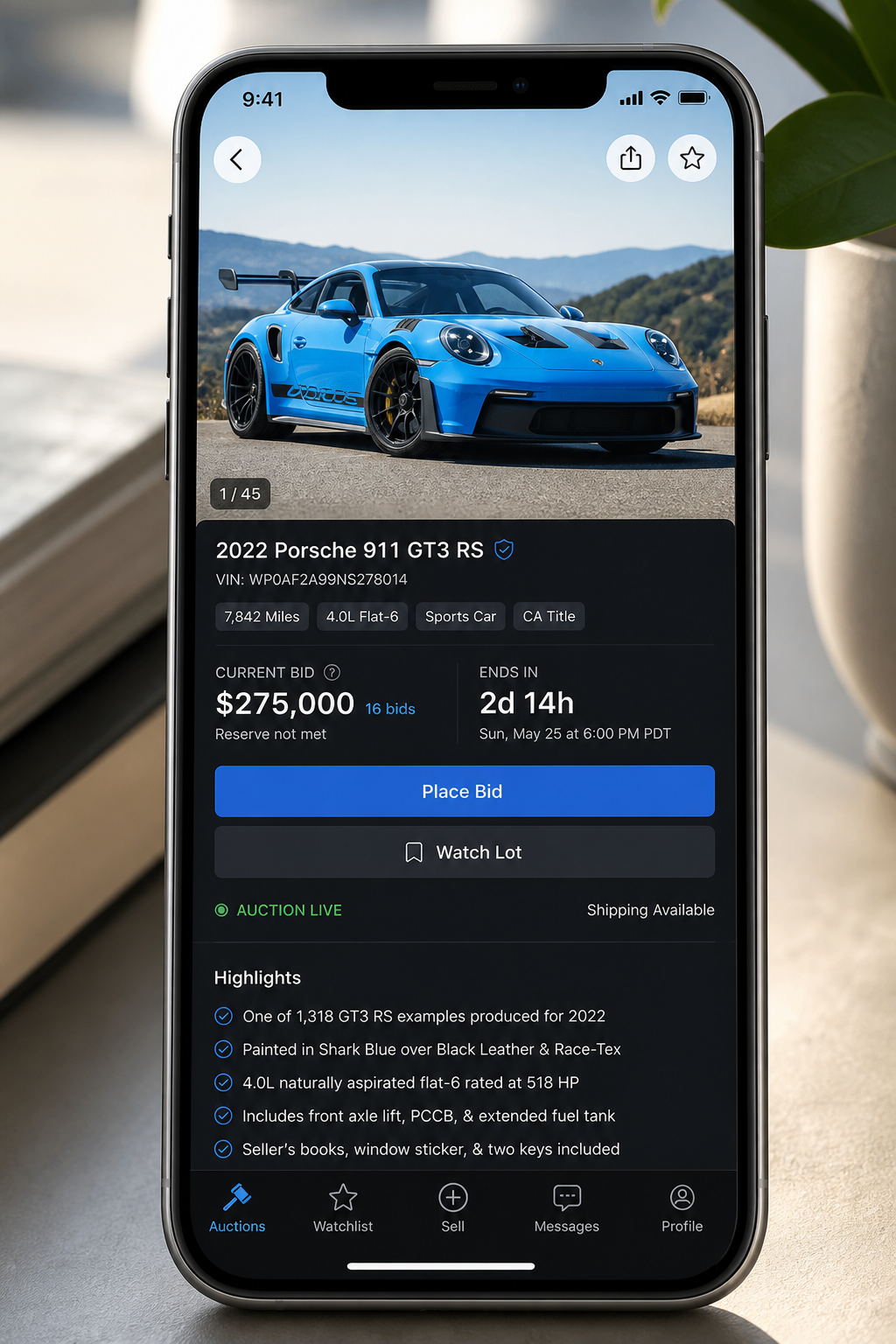 Bring a Trailer inspired auction app preview