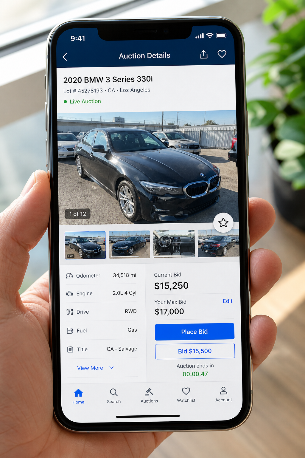 Copart inspired auction app preview