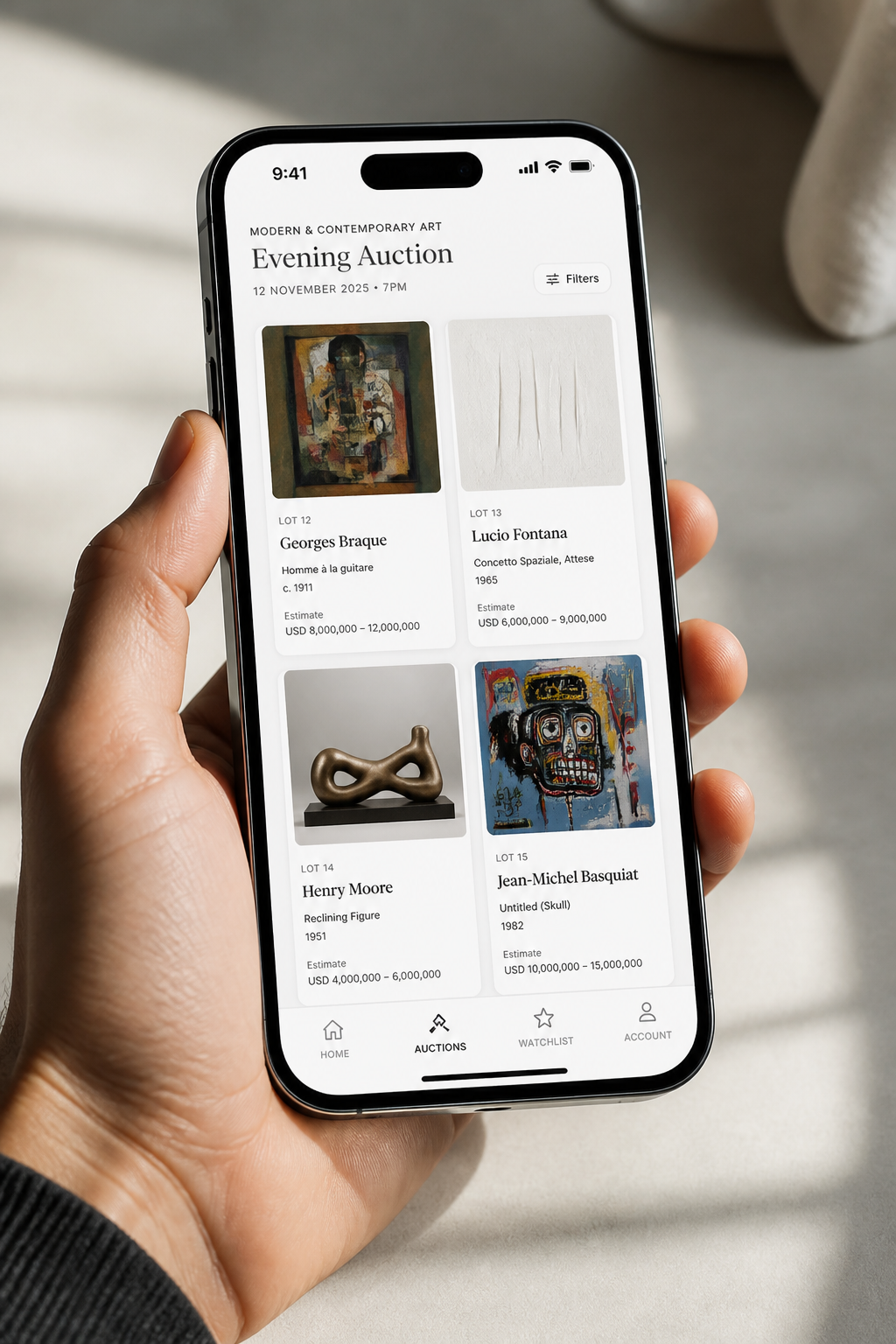 Sotheby's inspired auction app preview