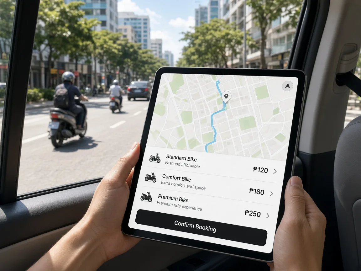 Grab Inspired App bike taxi app preview