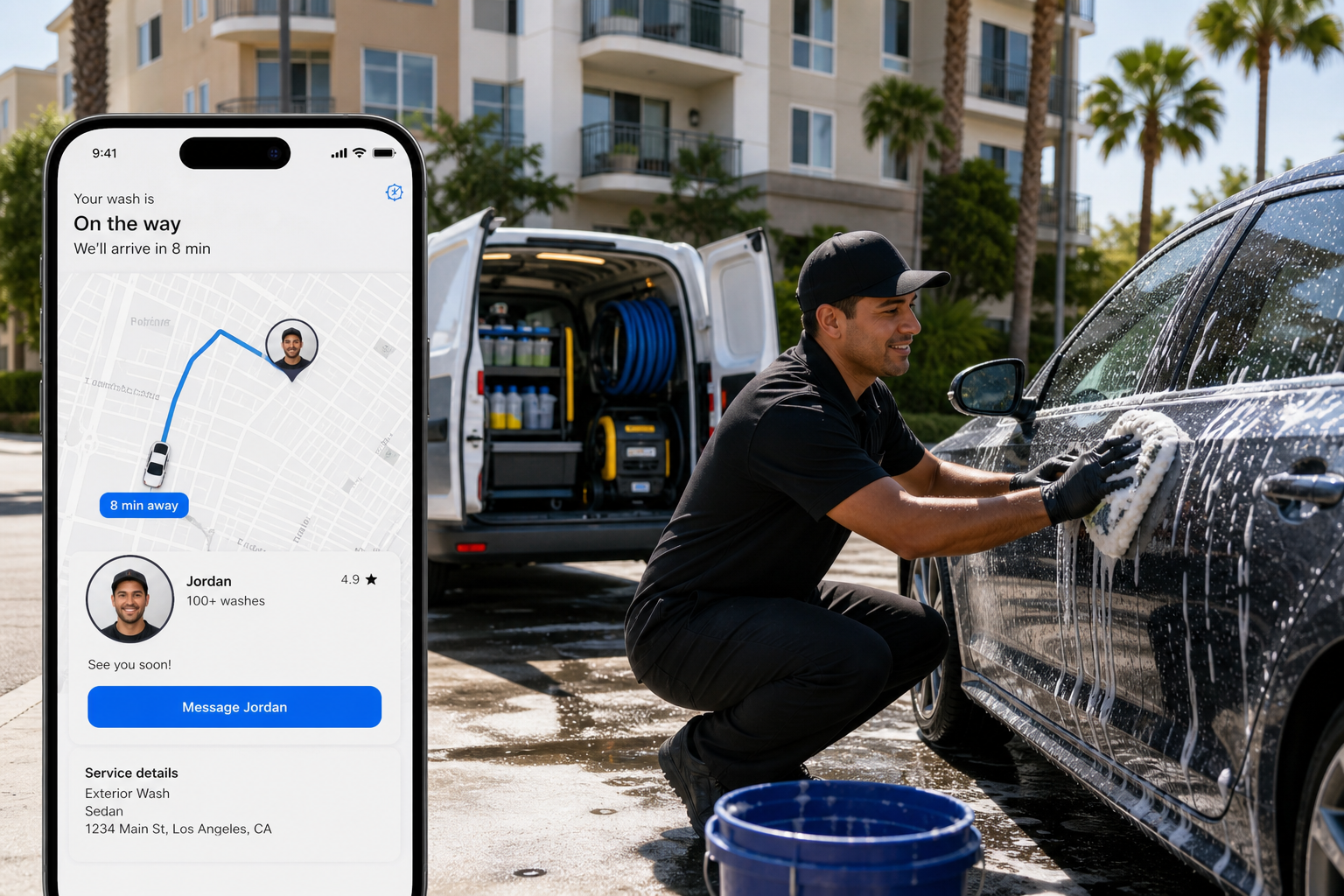 MobileWash inspired car wash app preview