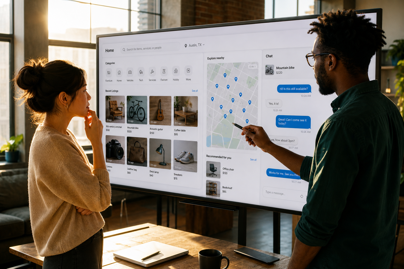 Classified marketplace technology team planning listings search buyers sellers messaging payments moderation and marketplace analytics