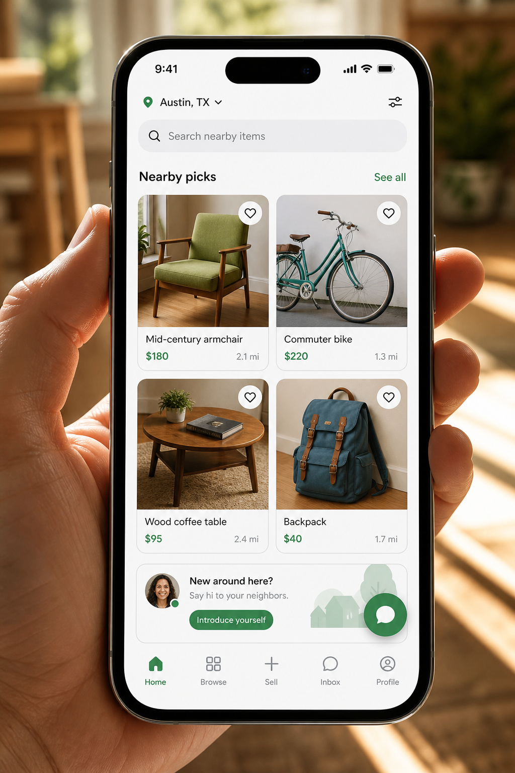 Facebook Marketplace inspired classified app preview