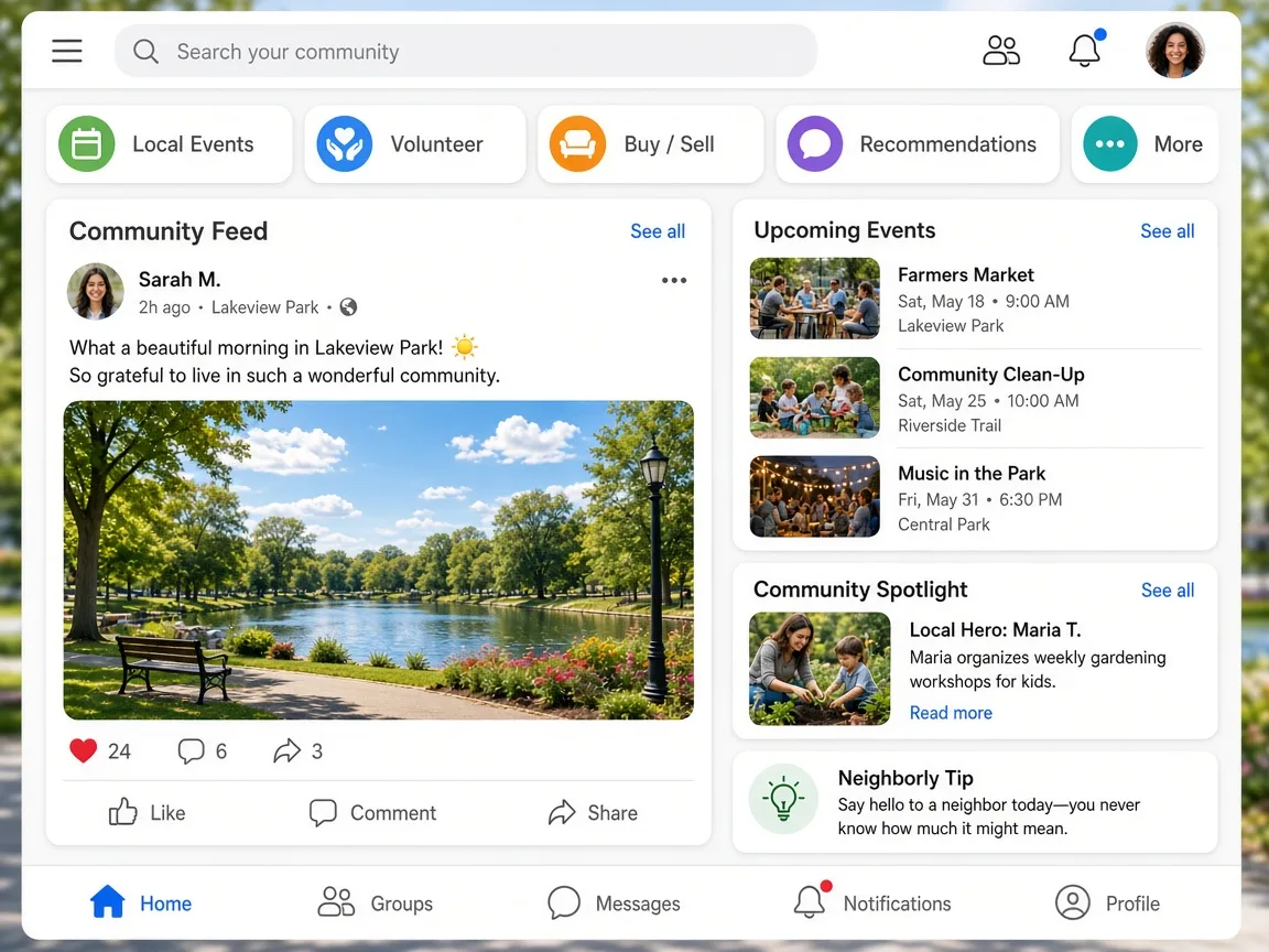 Facebook Inspired Community App community app app preview