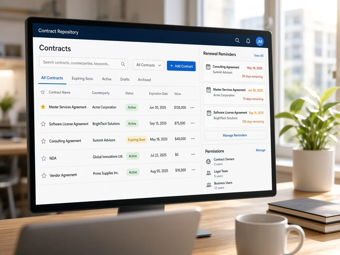 ContractWorks Inspired Platform contract management app preview