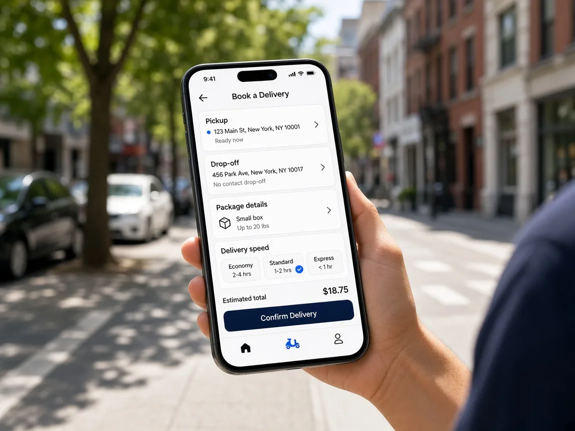 Uber Direct Inspired App courier delivery app preview