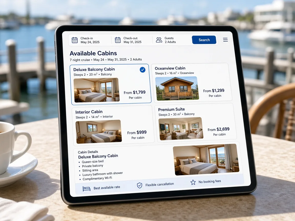 Booking Inspired Cruise App cruise booking app preview