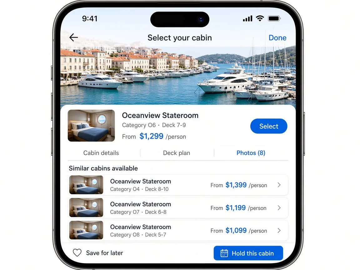 Expedia Inspired Cruise App cruise booking app preview
