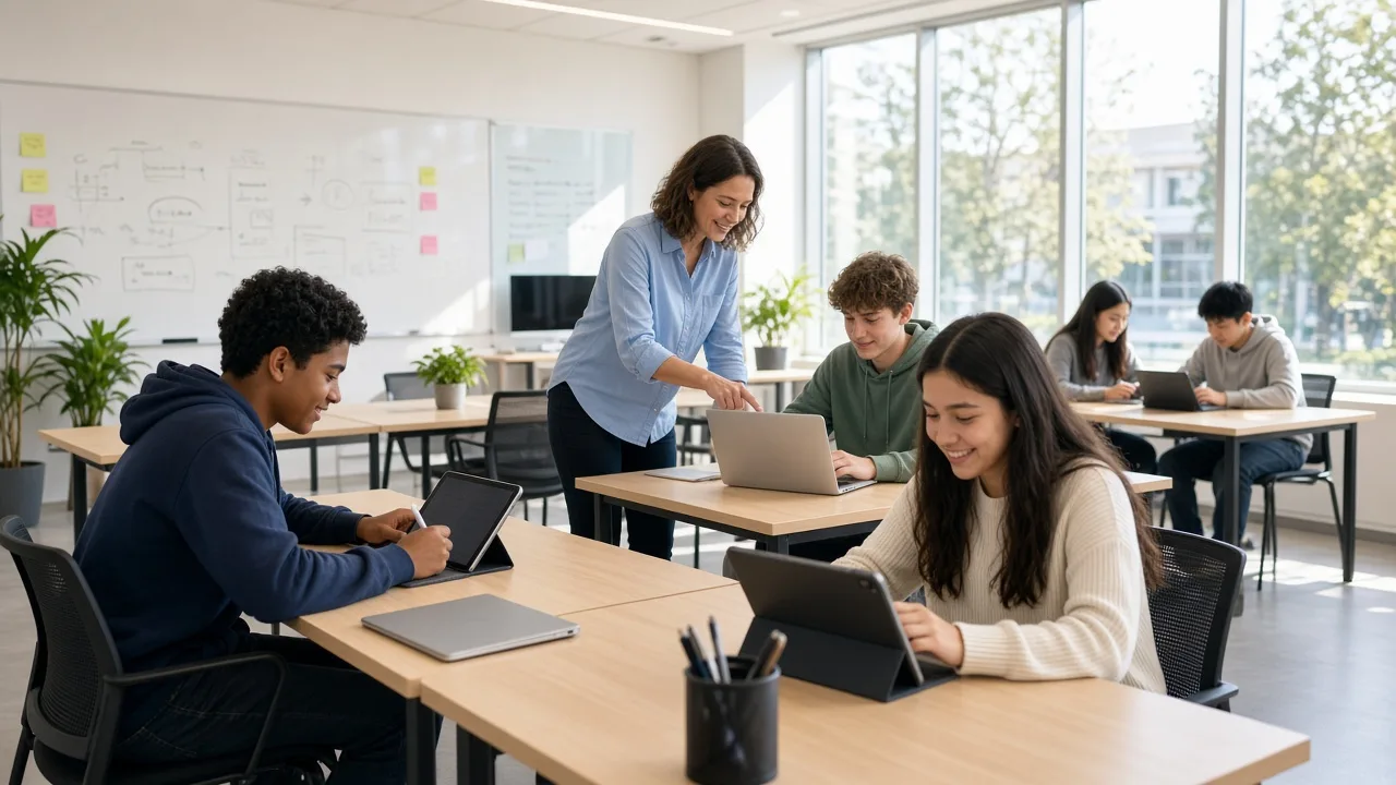 Education application with interactive lessons virtual classrooms student management assessments live classes progress tracking and personalized learning experiences