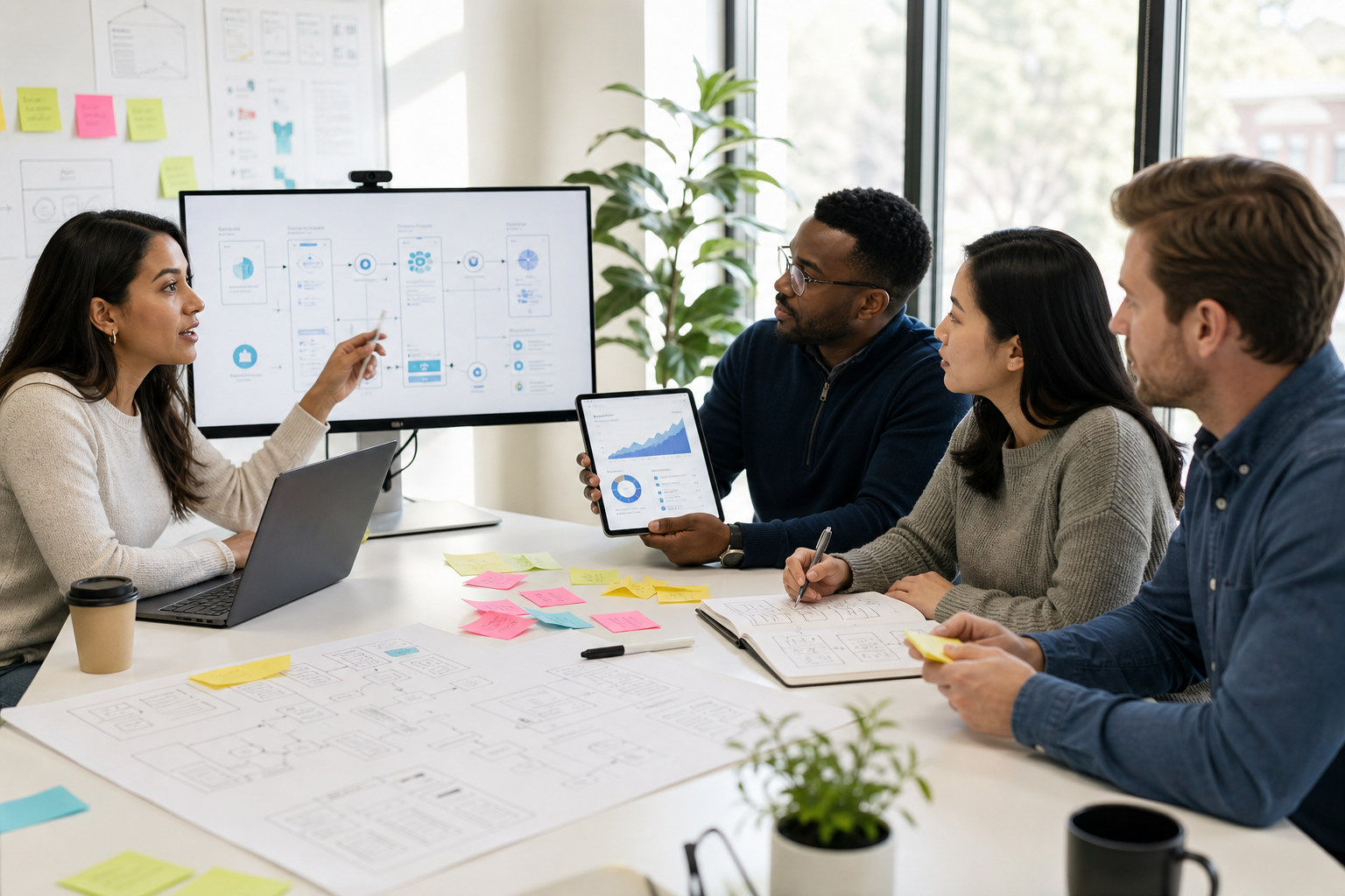Fintech technology team planning payments banking investments security and financial workflows