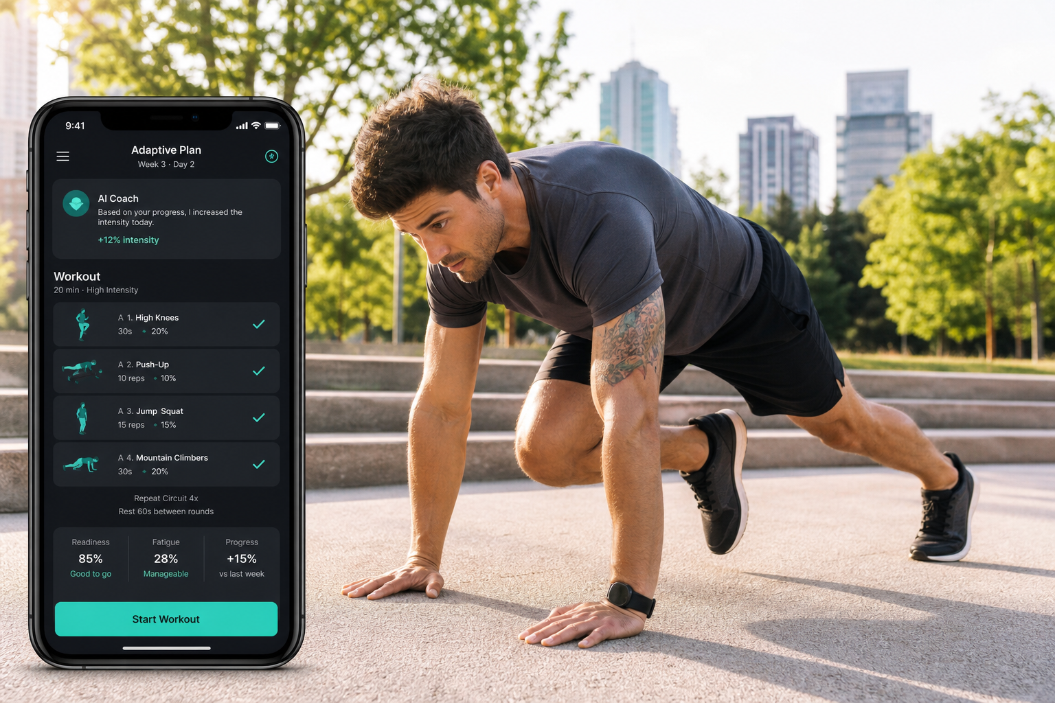 Freeletics Inspired AI Fitness Platform fitness application preview