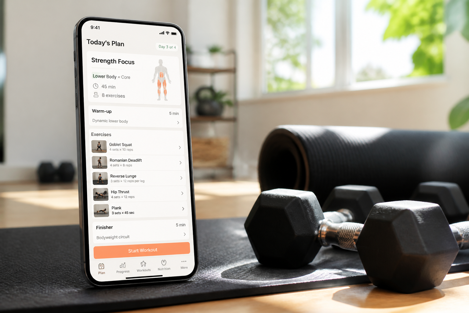 Custom fitness application with workout plans exercise library progress tracking trainer management payments subscriptions and personalized fitness features