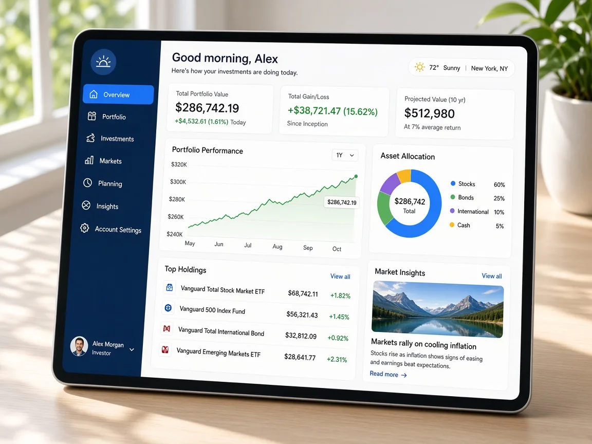 Vanguard Inspired Investment Platform investment management software app preview