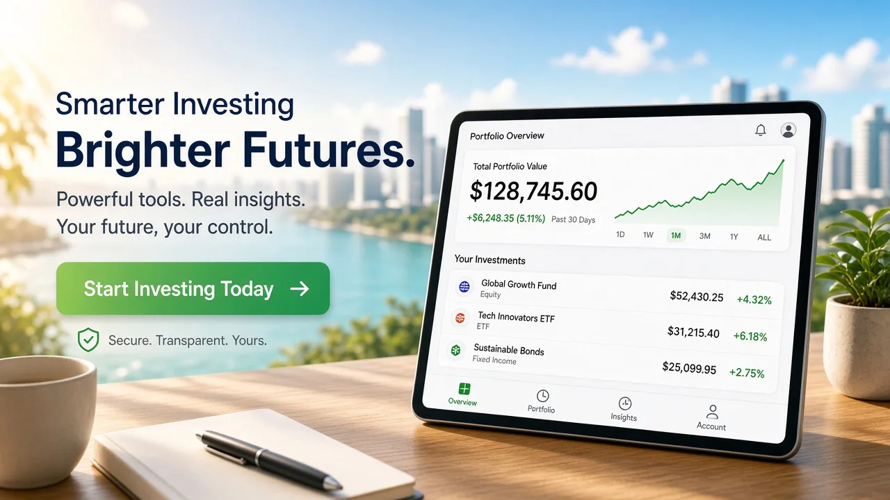 Investment management software concept showing portfolio analytics, investor dashboards, financial reporting, secure workflows, and investment data