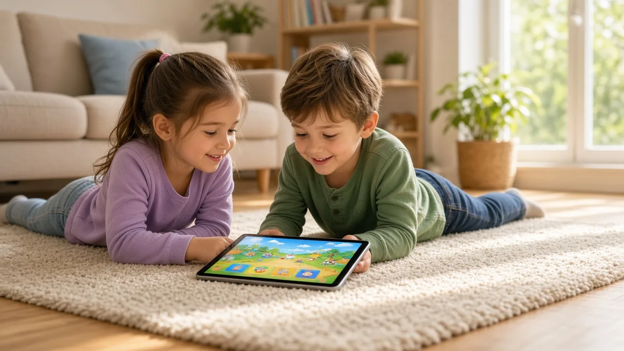 Kids learning application concept featuring interactive lessons, educational games, parent controls, teacher tools, and progress tracking