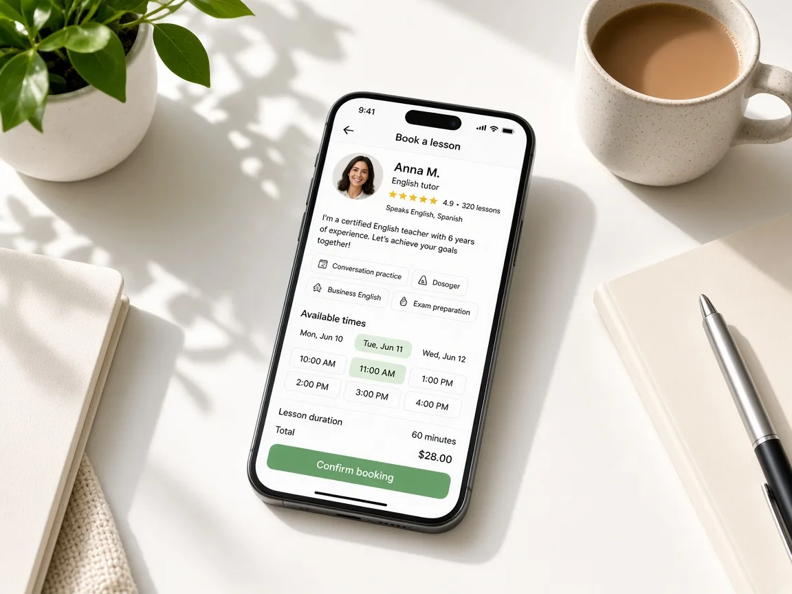 Preply Inspired App live tutoring app preview