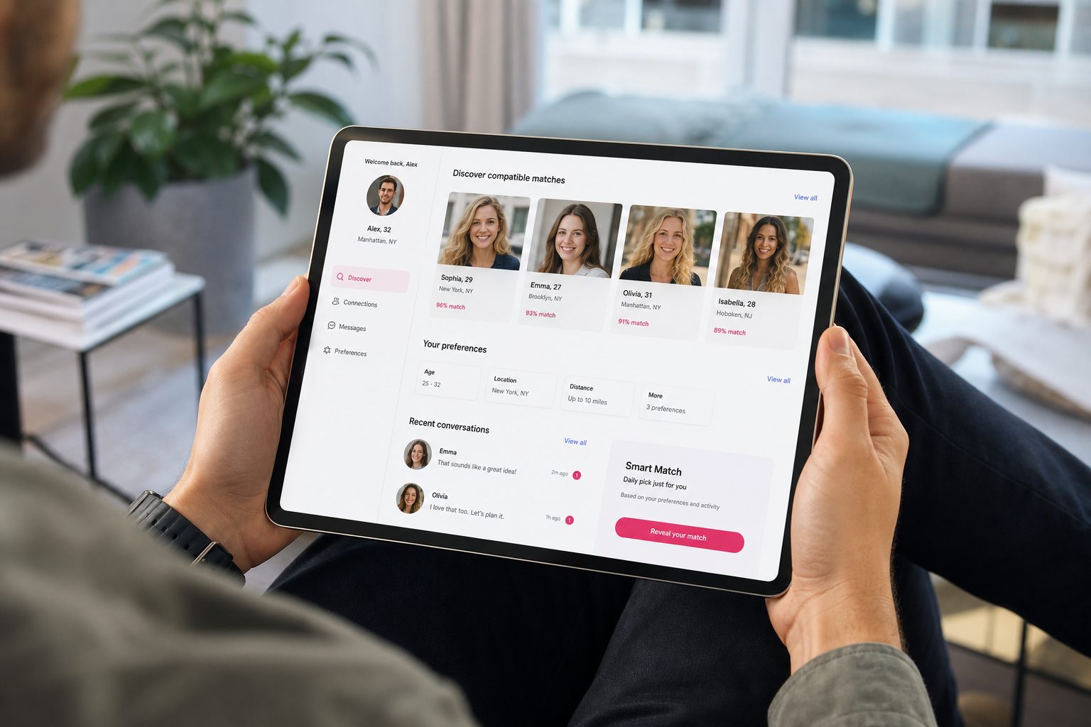 Custom matchmaking application with user profiles preferences smart matching discovery chat verification notifications and administration