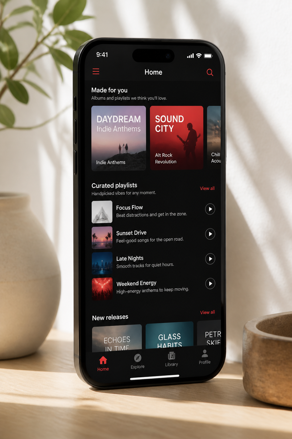 Apple Music inspired music streaming app preview