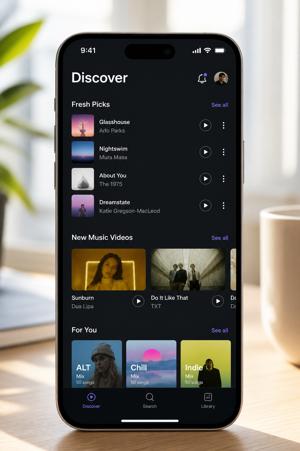 YouTube Music inspired music streaming app preview