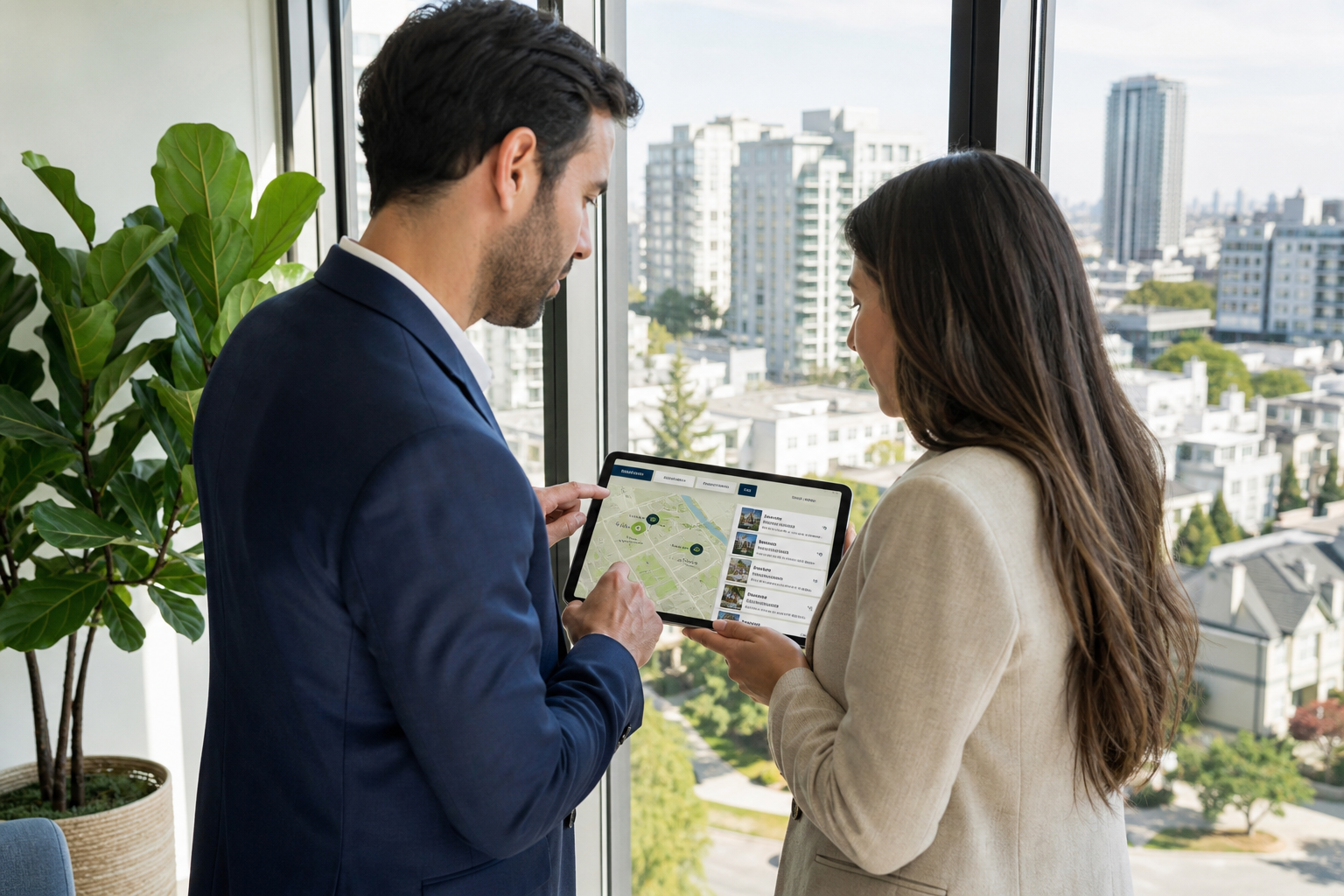 Real estate technology team planning property listings search agents payments and management workflows