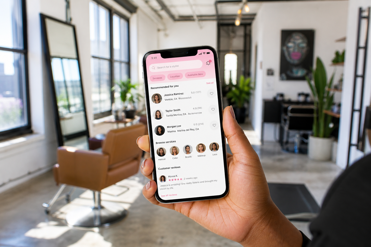 StyleSeat Inspired Beauty Marketplace salon app preview