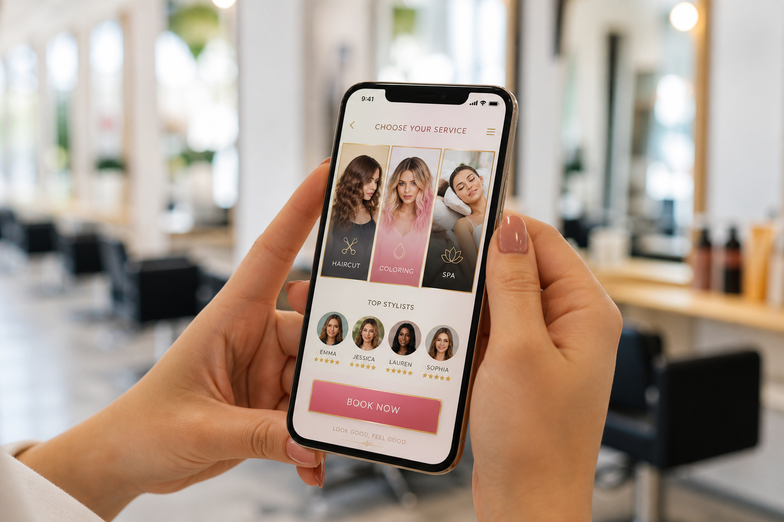 Custom salon application with salon discovery service listings stylist profiles appointment booking payments offers loyalty reviews notifications and administration