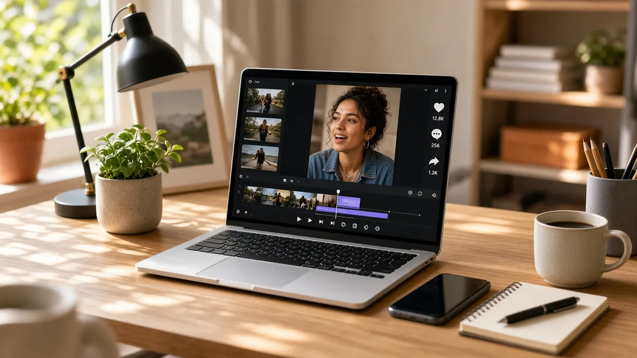 Short video application showing creators, personalized content feeds, social engagement, video editing, and monetization features