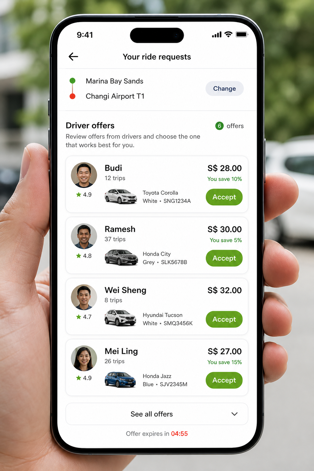 inDrive inspired taxi booking app preview