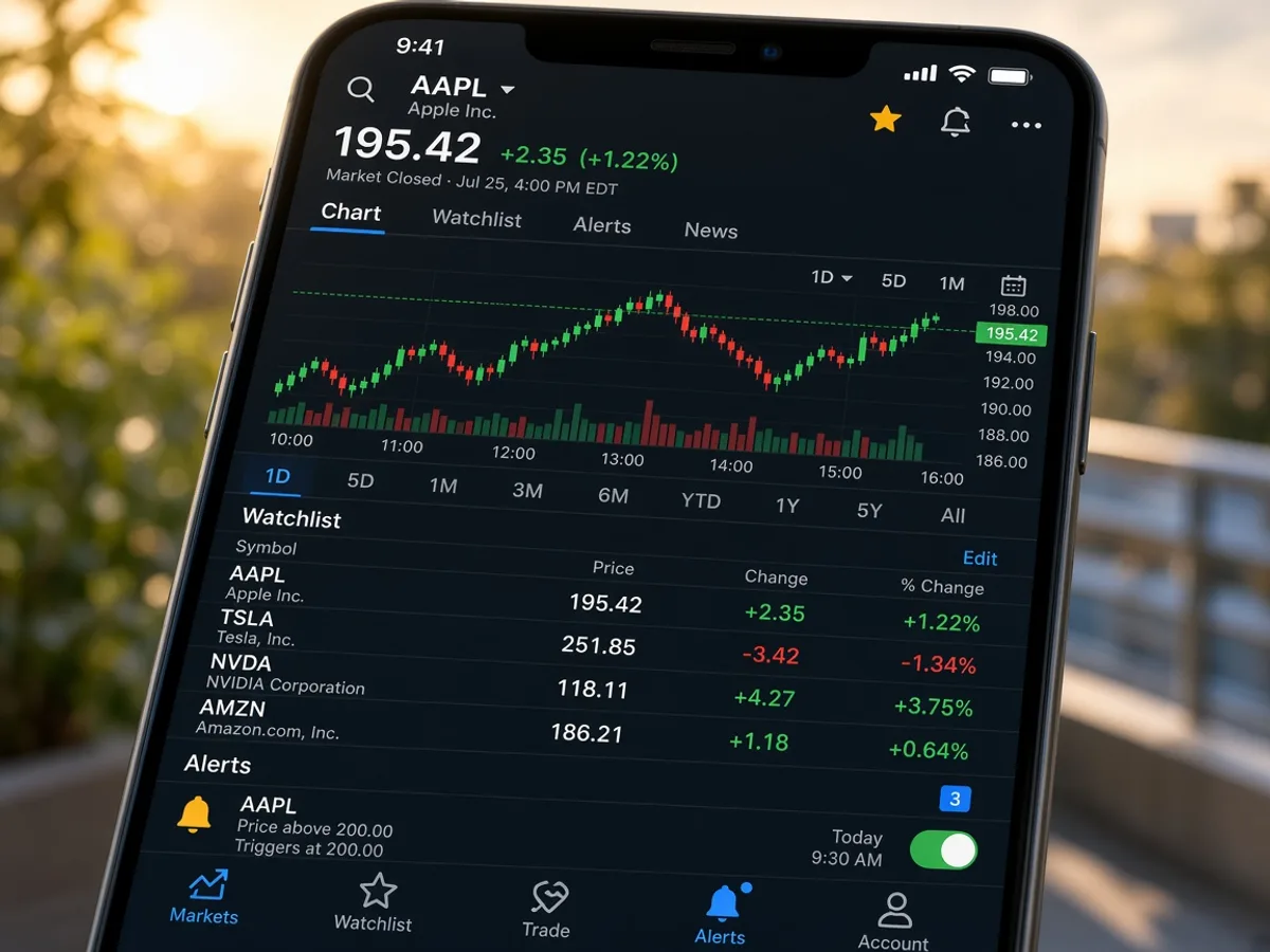 Webull Inspired Trading App GPS tracking app preview