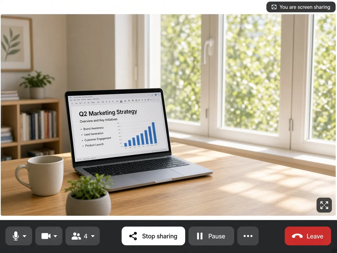 Custom video conferencing application with HD video calls, meeting rooms, screen sharing, chat, and participant controls