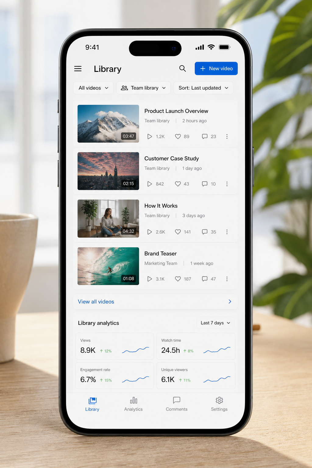 Vimeo inspired video streaming app preview
